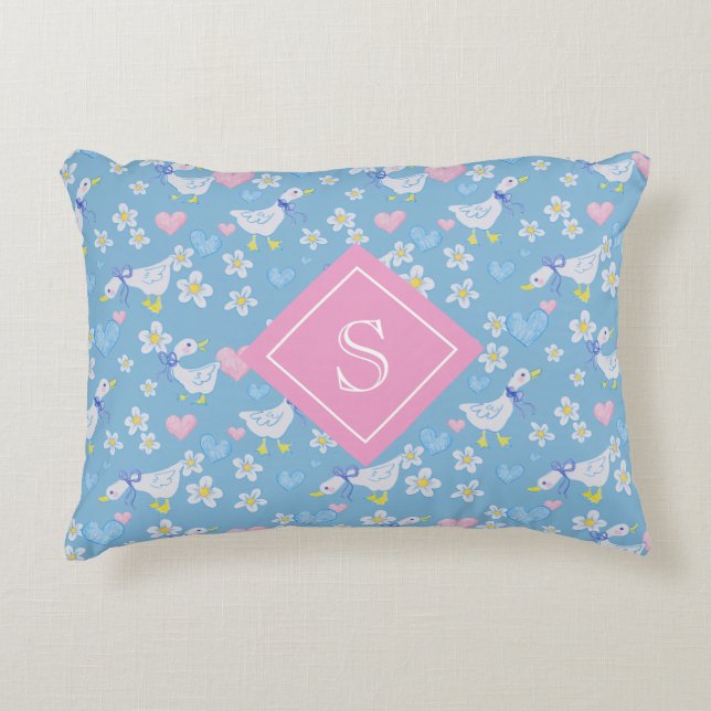 Vintages Gänsemuster Dekokissen (Vorderseite)