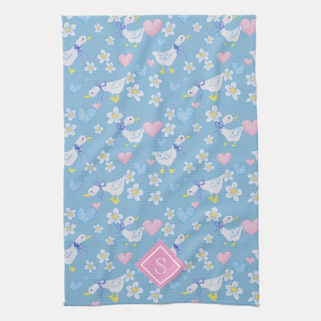 Vintages Gänsemuster Geschirrtuch (Vertikal)