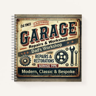 Vintages Garage Spiral Notebook individuell anpass Notizbuch