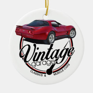 Vintages Garagen-Rot Korvette Keramik Ornament