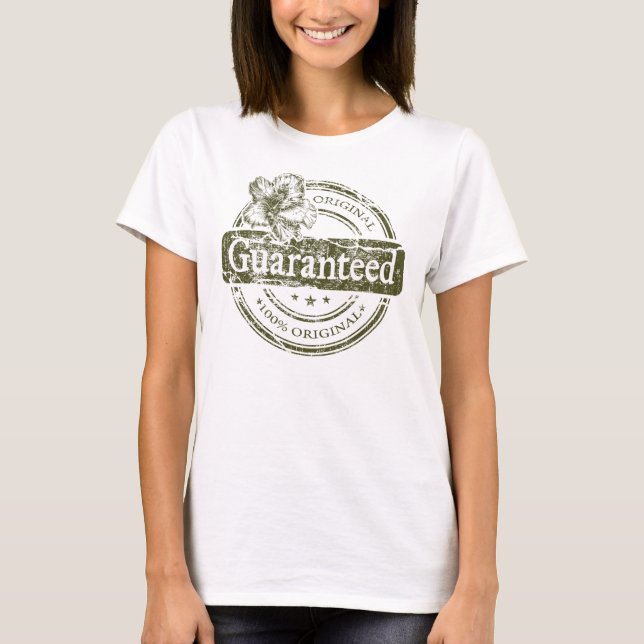 Vintages garantiert Original mit tropischem Hibisk T-Shirt (Vorderseite)