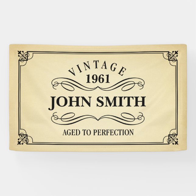 Vintages gealtert zum Perfektions-Geburtstag Banner (Horizontal)