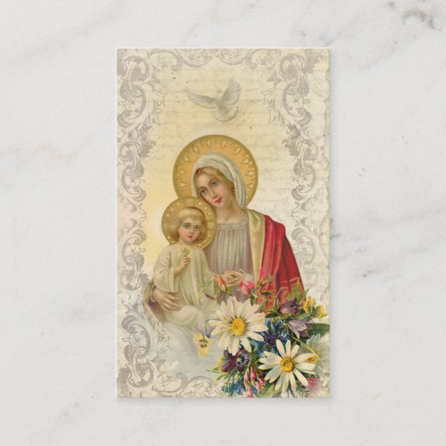 Vintages Gebets-heilige Karte Marys Jesus Memorare (Vorderseite)