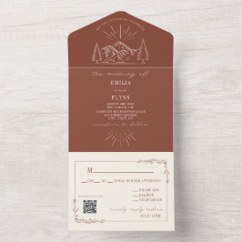 Vintages Gebirge Rustikale Terracotta UAWG QR All In One Einladung