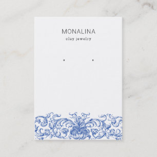 Vintages Geblüht Blau  Erdschmuckstück  Visitenkarte