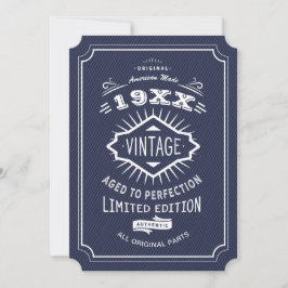Vintages Geburts-Jahr-blaue Geburtstags-Party Einladung