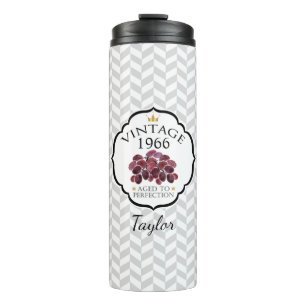 Vintages Geburtsjahr mit roten Trauben Thermosbecher