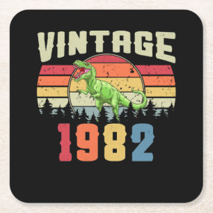 Vintages Geburtstagsgeschenk 1982 Rechteckiger Pappuntersetzer
