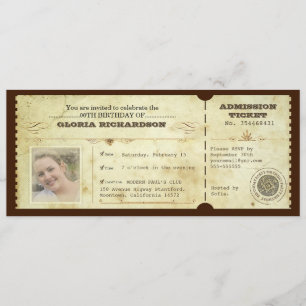 Vintages Geburtstagsticket mit Ihrem Foto Einladung