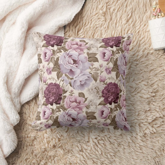 Vintages gedämpftes Blumendesign Kissen (Decke)