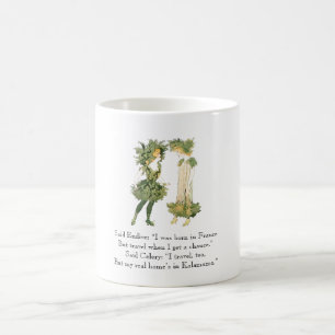 Vintages Gedicht Endive Celery Rhyme Niedlich Girl Kaffeetasse