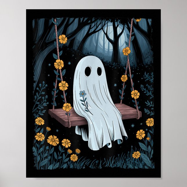 Vintages Geisterschwingen in Forest Night Hallowee Poster (Vorne)