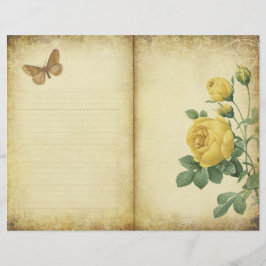 Vintages Gelbe Rose Journal Page Scrapbook