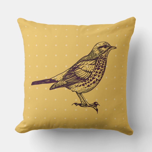 VINTAGES GELBEN BIRD DESIGN Retro-Kissen Kissen (Vorderseite)