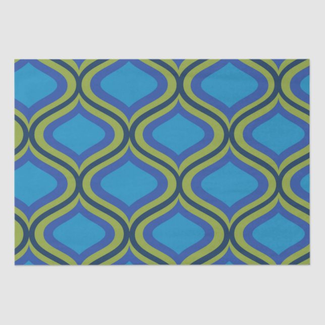 Vintages gelbes blaues Ogemuster aus dem Mittelalt Seidenpapier (Vorderseite)