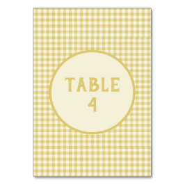Vintages gelbes Prüfbrett-Muster Tischnummer