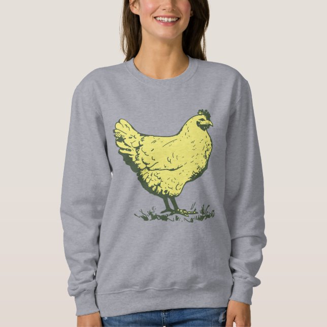 Vintages Gelbhähnchen Zeichnend Geflügelzucht Sweatshirt (Vorderseite)