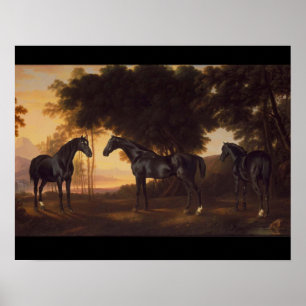 Vintages Gemälde von George Stubbs in schwarzen St Poster