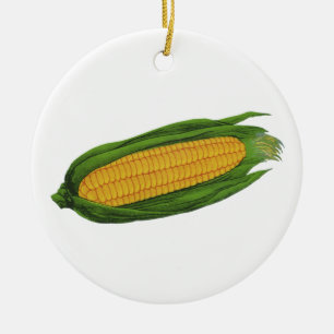 Vintages Gemüse; Gelber Mais auf dem Cob Keramikornament