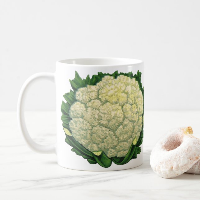 Vintages Gemüse Gemüse Veggies Blumenkohl Kaffeetasse (Mit Donut)