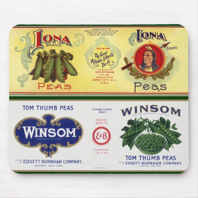 Vintages Gemüse kann Kunst kennzeichnen, Iona Bran Mousepad (Vorne)