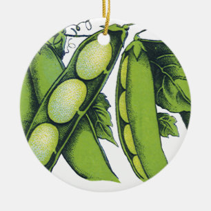 Vintages Gemüse; Limabohnen, Bio landwirtschaftlic Keramik Ornament