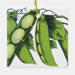 Vintages Gemüse; Limabohnen, Bio landwirtschaftlic Keramikornament