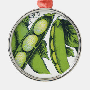 Vintages Gemüse; Limabohnen, Bio landwirtschaftlic Ornament Aus Metall