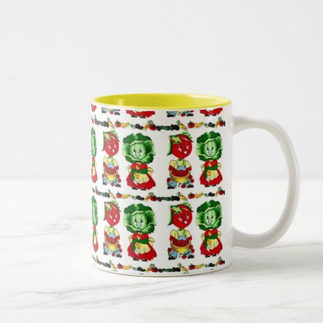 Vintages Gemüsesuch Zweifarbige Tasse (Rechts)
