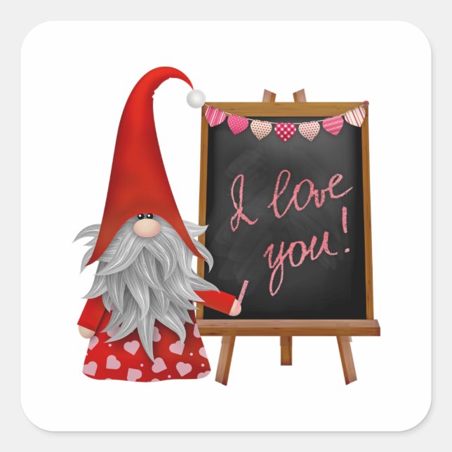 Vintages Genom mit Herz und Liebe Quadratischer Aufkleber (Vorderseite)