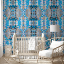 Vintages geometrisches blau-graues L-Muster