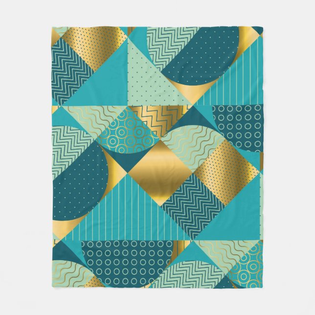 Vintages geometrisches Gewebe, nahtloses Patchwork Fleecedecke (Vorderseite)