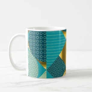 Vintages geometrisches Gewebe, nahtloses Patchwork Kaffeetasse