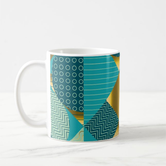 Vintages geometrisches Gewebe, nahtloses Patchwork Kaffeetasse (Links)