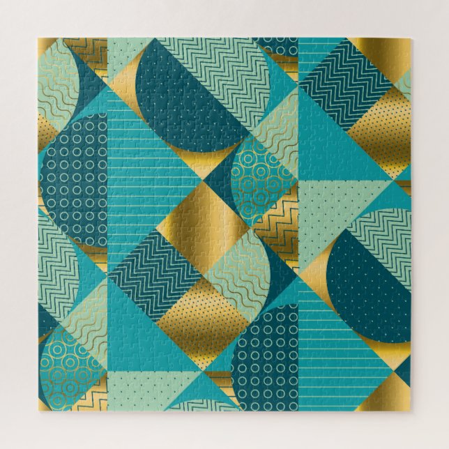 Vintages geometrisches Gewebe, nahtloses Patchwork Puzzle (Vertikal)