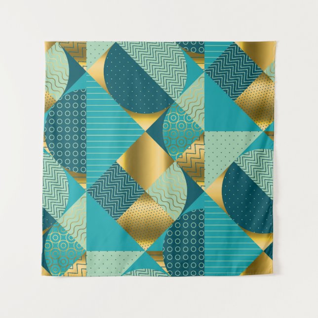 Vintages geometrisches Gewebe, nahtloses Patchwork Wandteppich (Vorderseite)