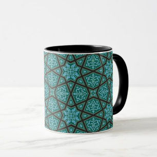 Vintages geometrisches Muster aus blauem Grau-Arab Tasse