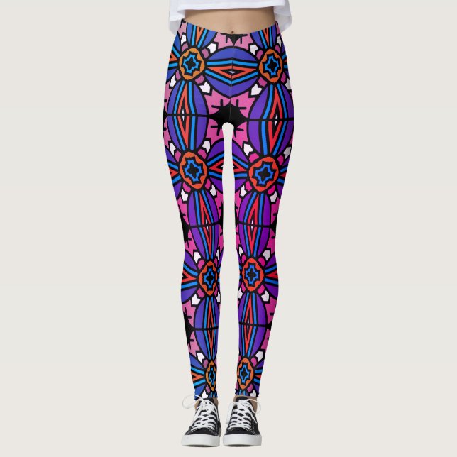 Vintages geometrisches Muster Leggings (Vorderseite)
