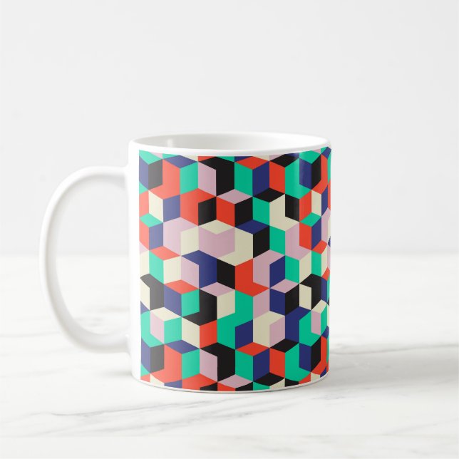 Vintages geometrisches, rautenförmiges Muster. Kaffeetasse (Links)