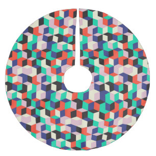 Vintages geometrisches, rautenförmiges Muster. Polyester Weihnachtsbaumdecke