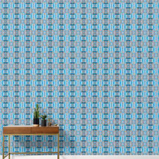 Vintages geometrisches S-Muster in blau und grau Tapete