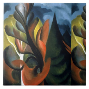 Vintages Georgia O'Keefe 1922 Ahorn und Zedern Fliese