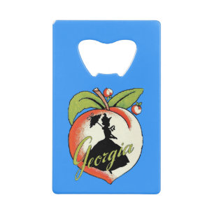 Vintages Georgia Peach Silhouette Südliche Glocke Kreditkarten Flaschenöffner