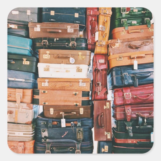 Vintages Gepäck Quadratischer Aufkleber (Vorderseite)