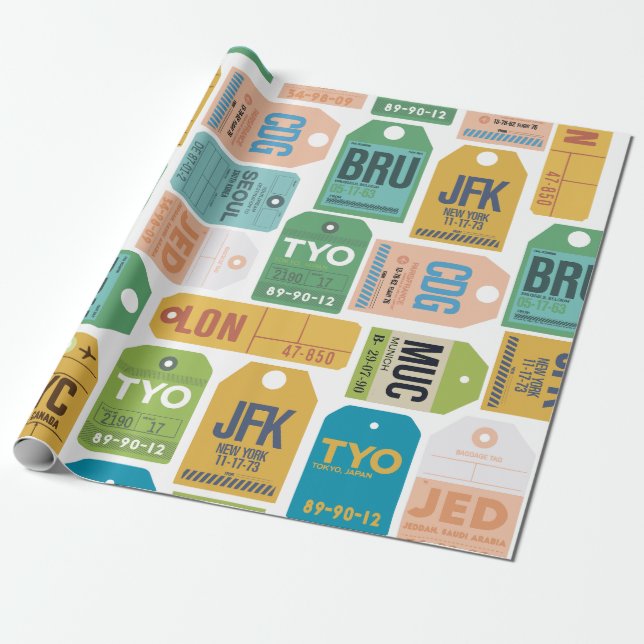 Vintages Gepäckpapier Geschenkpapier (Ungerollt)