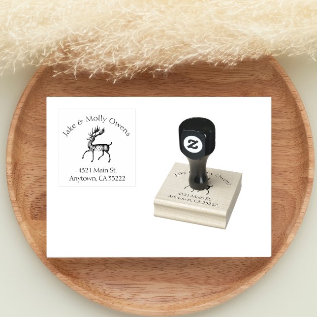 Vintages Gepunktetes Hirsch Personalisiert Gummistempel (Von Creator hochgeladen)