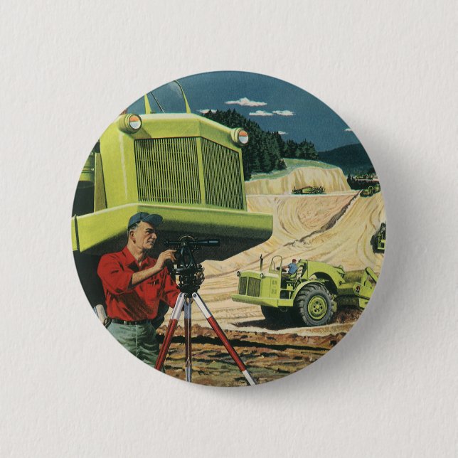 Vintages Geschäft, Baustelle mit Umfrage Button (Vorderseite)