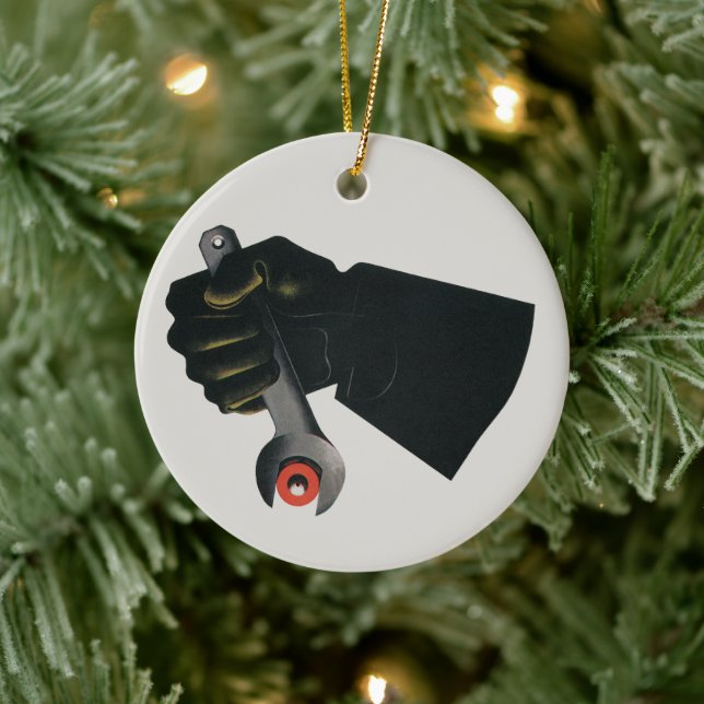 Vintages Geschäft, Fabrikmachinist Keramik Ornament (Baum)