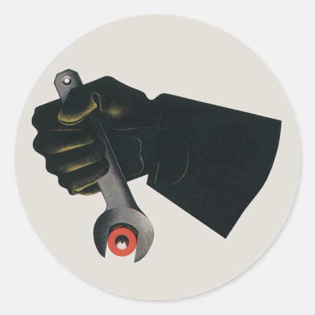 Vintages Geschäft, Fabrikmachinist Runder Aufkleber (Vorderseite)