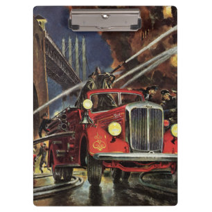 Vintages Geschäft, Feuerwehrmänner Feuerwehrfahrze Klemmbrett